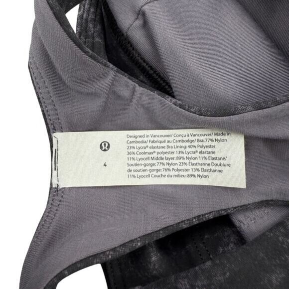 LULULEMON Wunder Train Longline Bra Size 4 Denim Wash Print Dusky Lavender Black - Picture 8 of 8